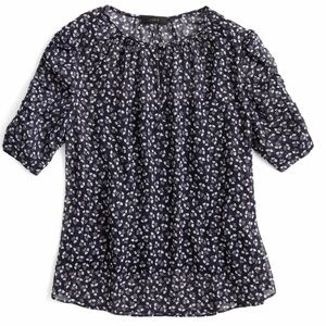 J. Crew Ruched Sleeve Sparkle Floral Top XS